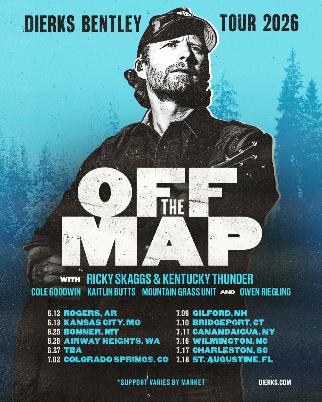 Dierks Bentley Off The Map Tour Poster 2026